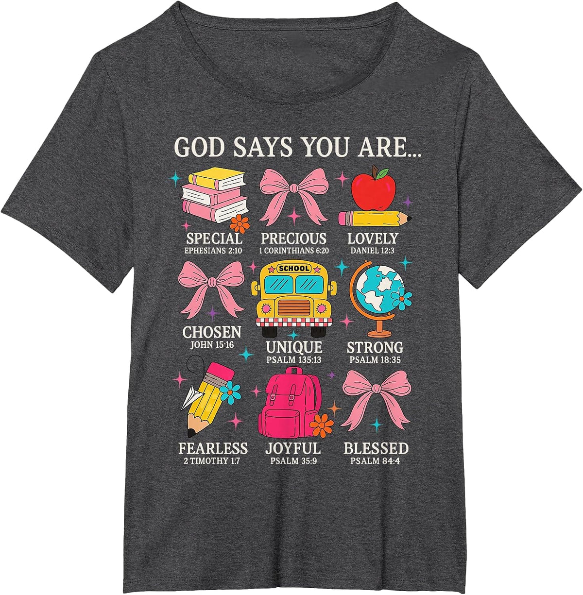 Teacher Christian God Says I Am Faith Religious Bible Verse T-Shirt - Dark Heather Grey