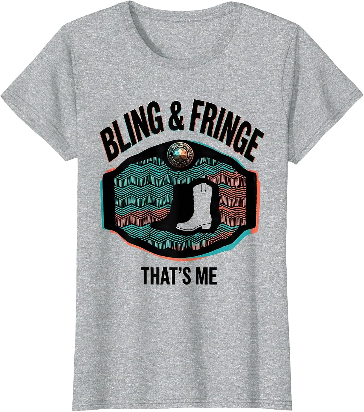 Bling & Fringe That's Me Western Cowgirl Rodeo Pride T-Shirt - Heather Grey