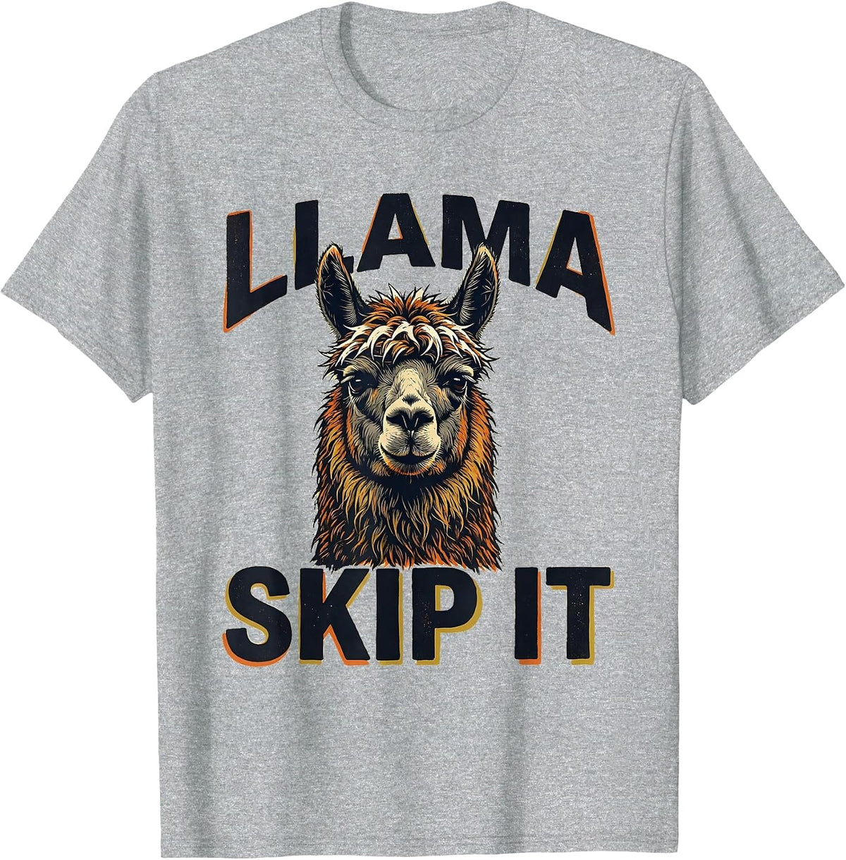 Men's Llama Skip It Funny Llama Lover Animal Humor T-Shirt - Heather Grey