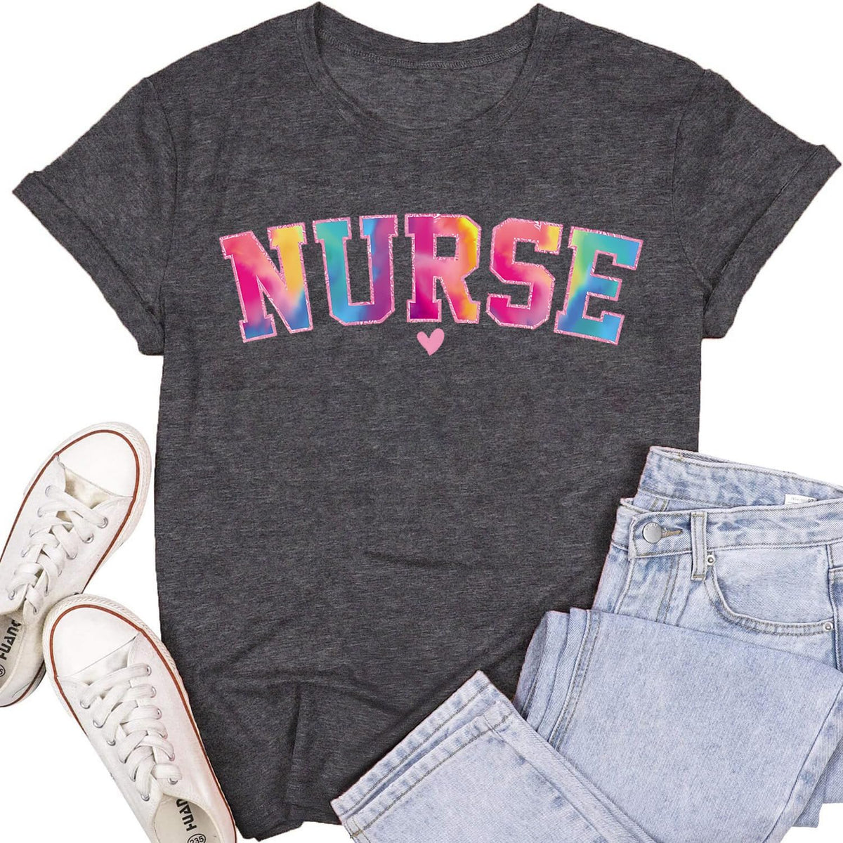 Women's Nurse Shirts Funny Nurse Life Short Sleeve T-Shirt Top - Grey
