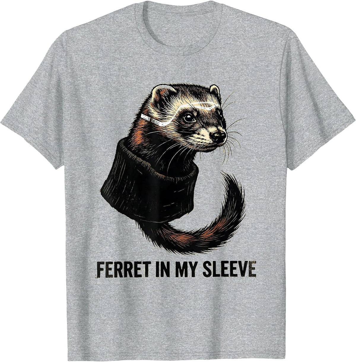 Men's Ferret In My Sleeve Funny Ferret Lover Gift Christmas T-Shirt - Heather Grey