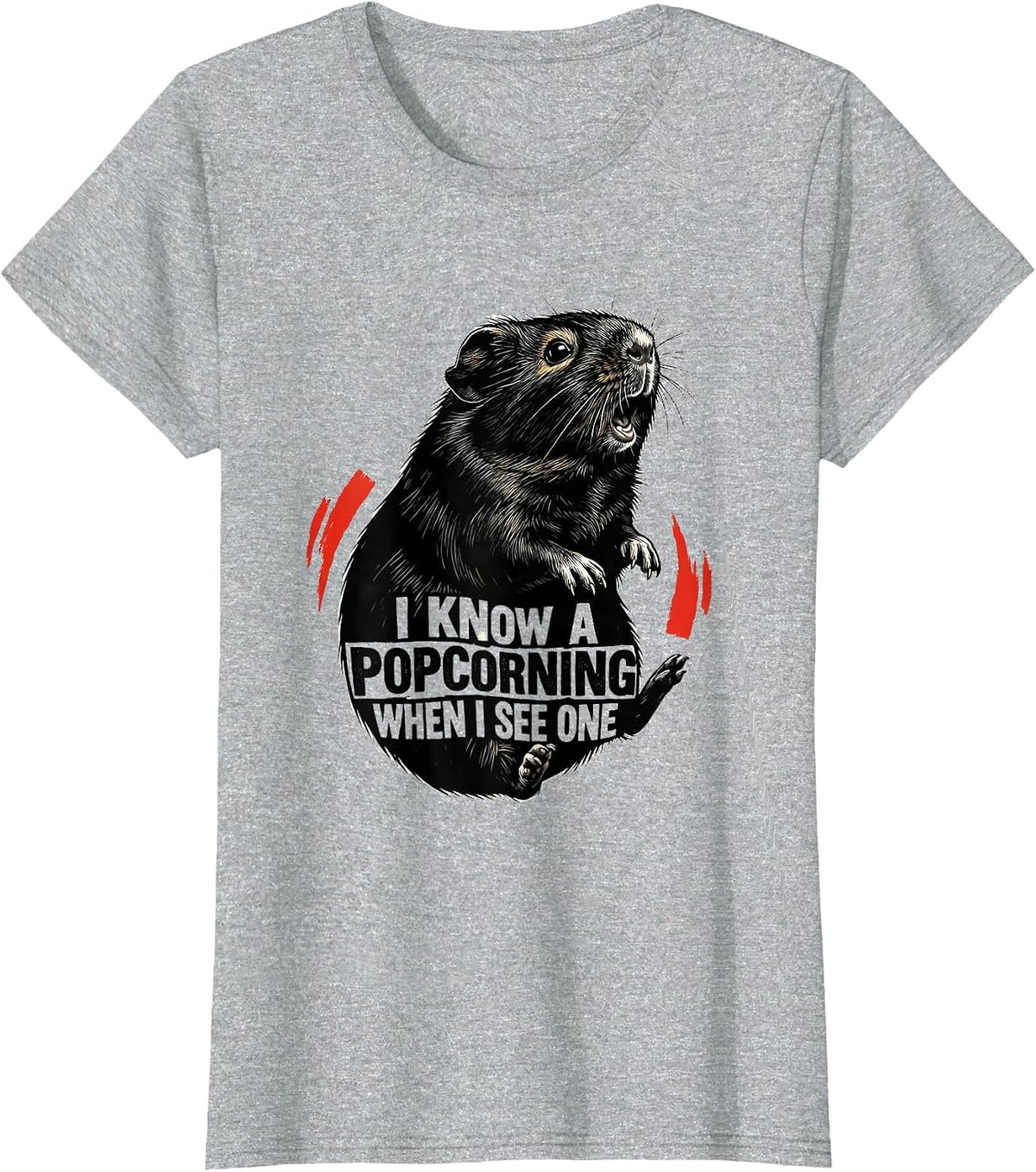 I Know A Popcorning When I See One Cute Guinea Pig Pet Lover T-Shirt - Heather Grey