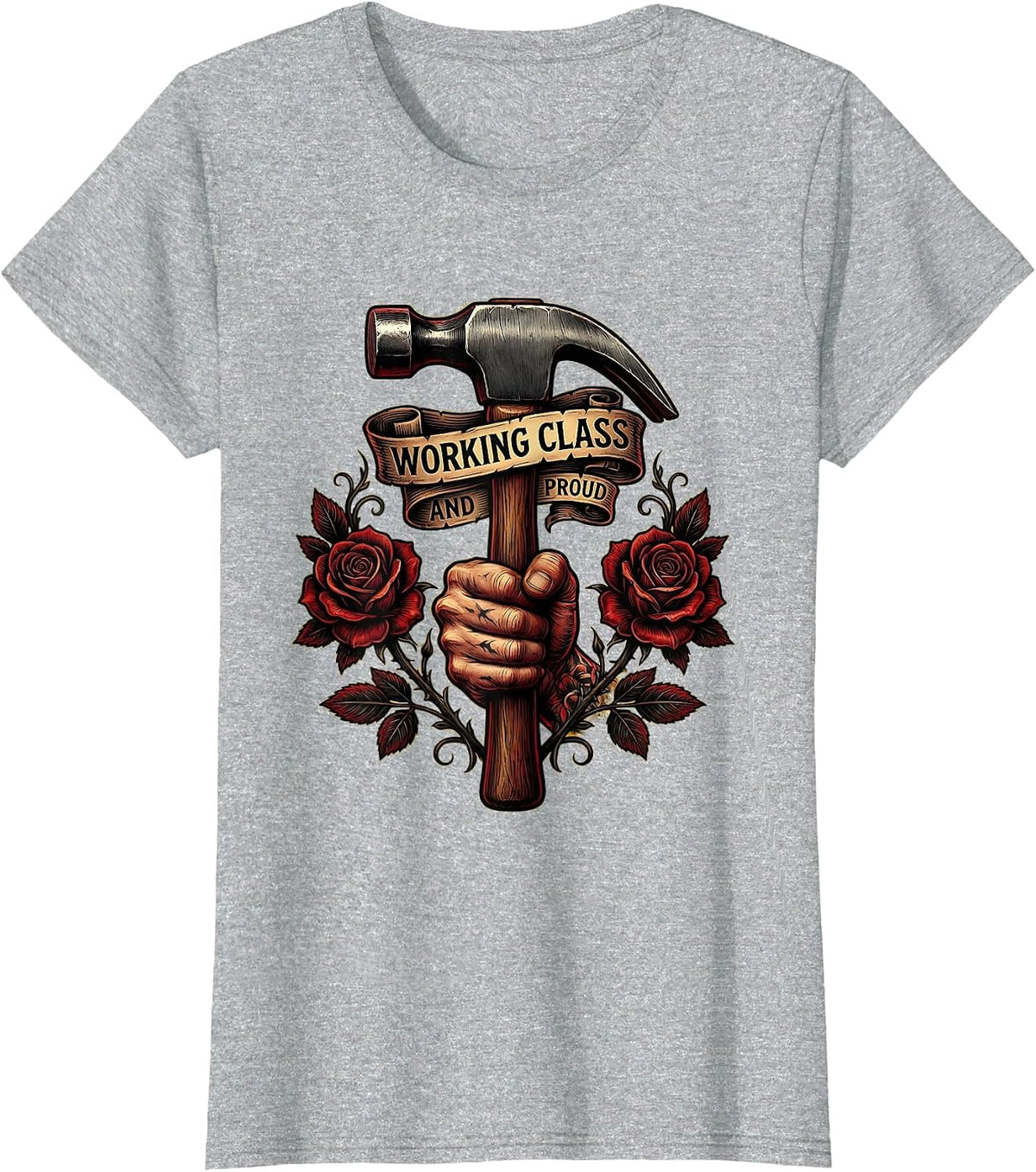 Working Class and Proud Labor Day Design T-Shirt - Heather Grey