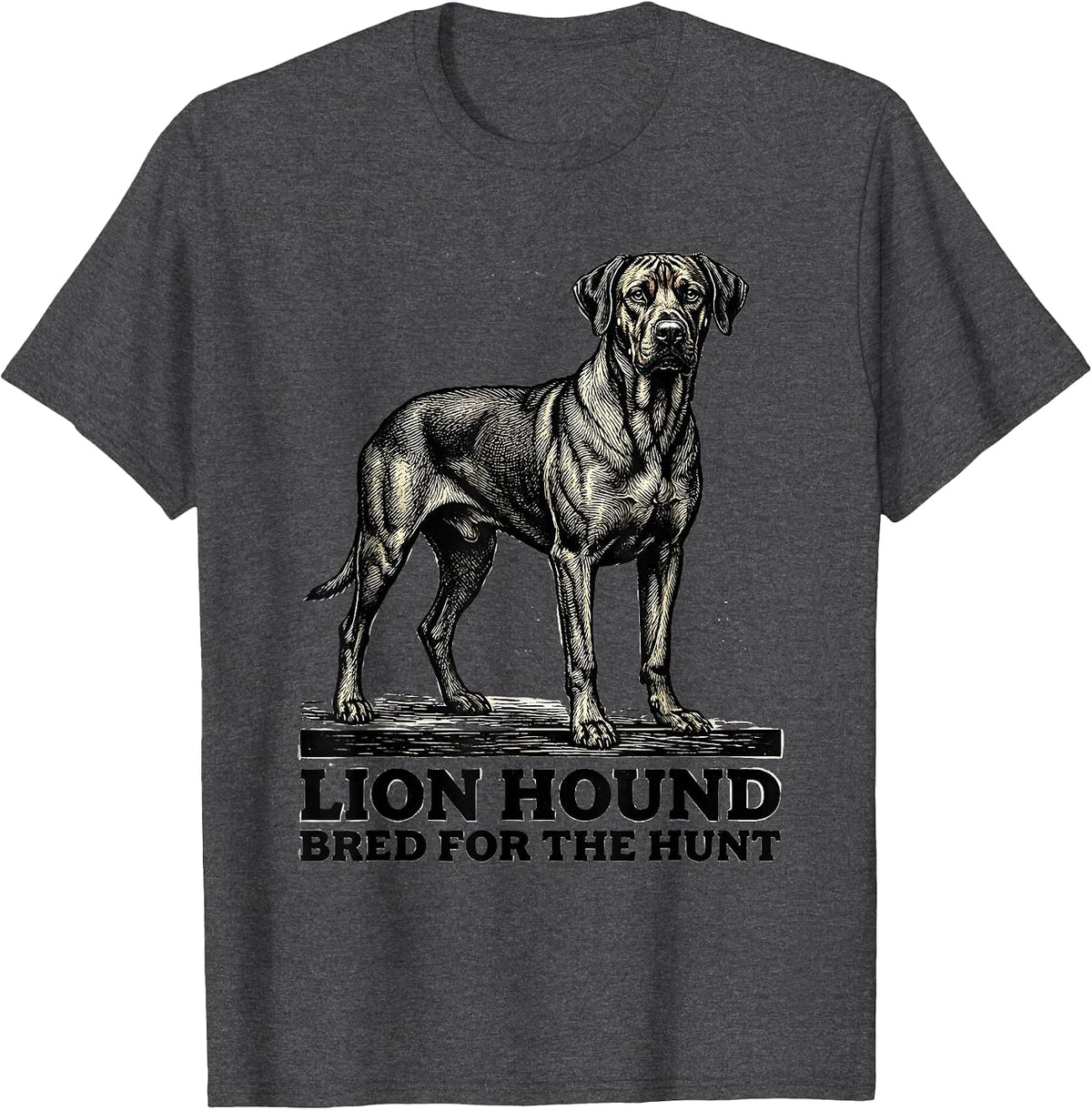 Lion Hound Bred For The Hunt Vintage Rhodesian Ridgeback Dog T-Shirt - Dark Heather Grey
