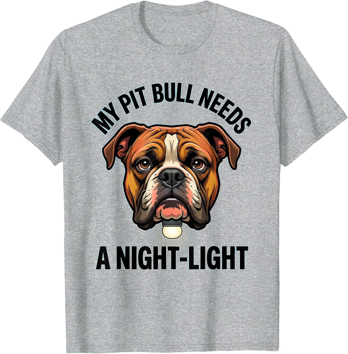 Men's My Pit Bull Needs A Night-Light Funny Pitbull Dog Mom Humor T-Shirt - Heather Grey