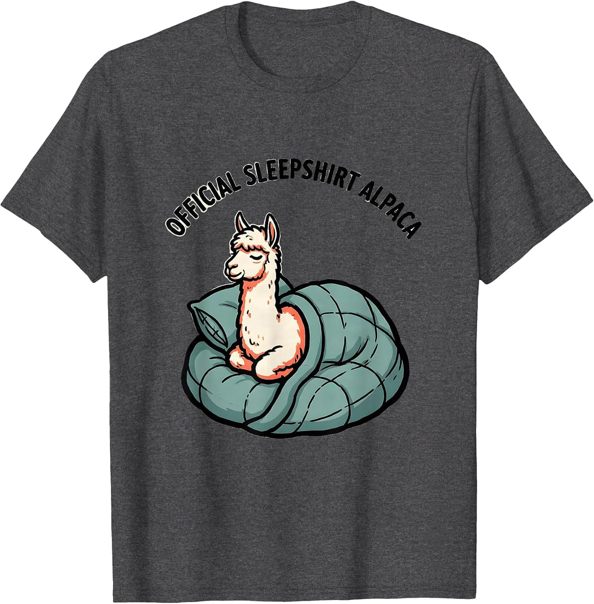 Men's Official Sleepshirt Alpaca Cute Animal Lover Sleepwear T-Shirt - Dark Heather Grey