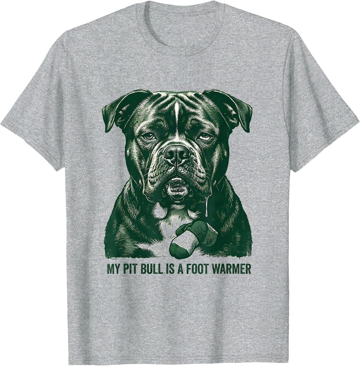 Men's My Pit Bull Is A Foot Warmer Funny Pitbull Dog Mom Humor T-Shirt - Heather Grey