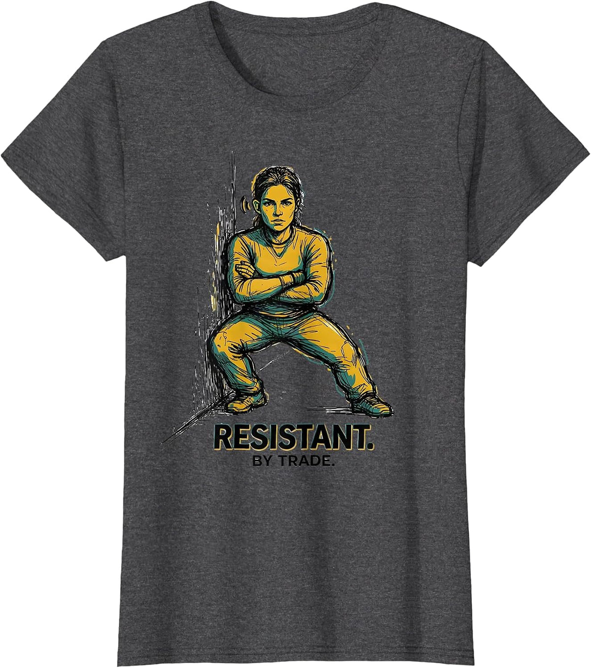 Women's Resistant By Trade Mental Health Counselor Therapist Peer T-Shirt - Dark Heather Grey