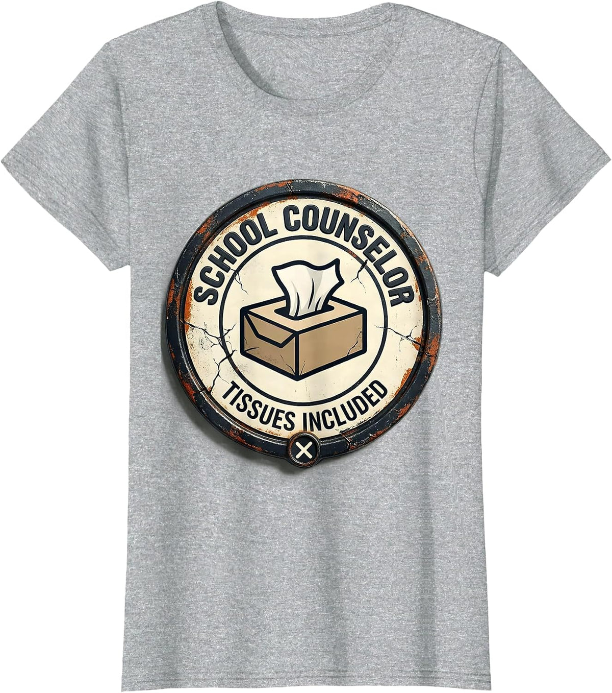 School Counselor Tissues Included Distressed Humor Mental T-Shirt - Heather Grey