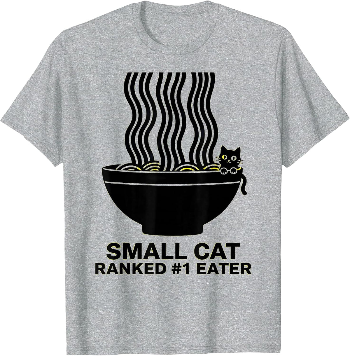 Men's Small Cat, Ranked #1 Eater Funny Anime Kawaii Cat Lover Gift T-Shirt - Heather Grey