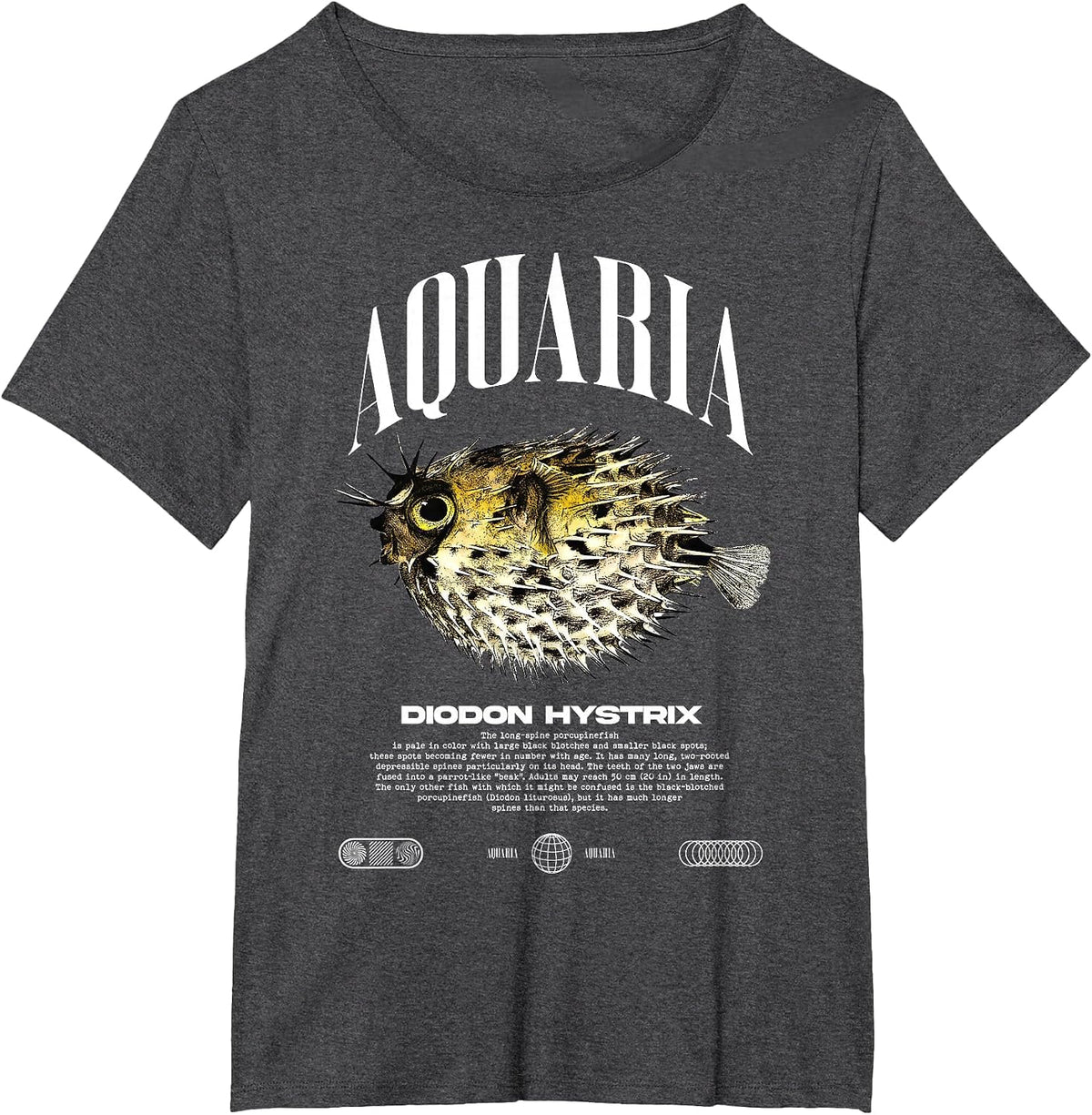 Porcupine Puffer Fish Fish Keeper Modern Streetwear T-Shirt - Dark Heather Grey