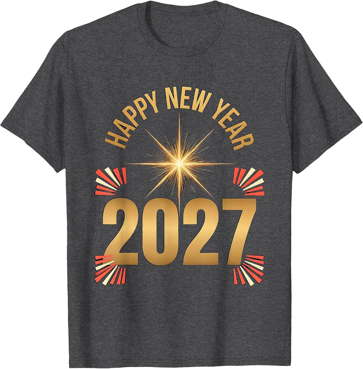 Happy New Year 2027 Countdown Party Family Matching T-Shirt - Dark Heather Grey