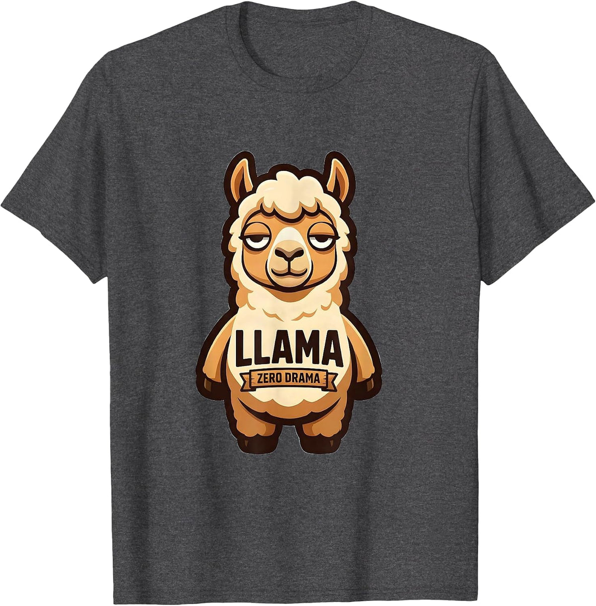 Men's Llama Zero Drama Funny Llama Lover Alpaca Enthusiast Novelty T-Shirt - Dark Heather Grey