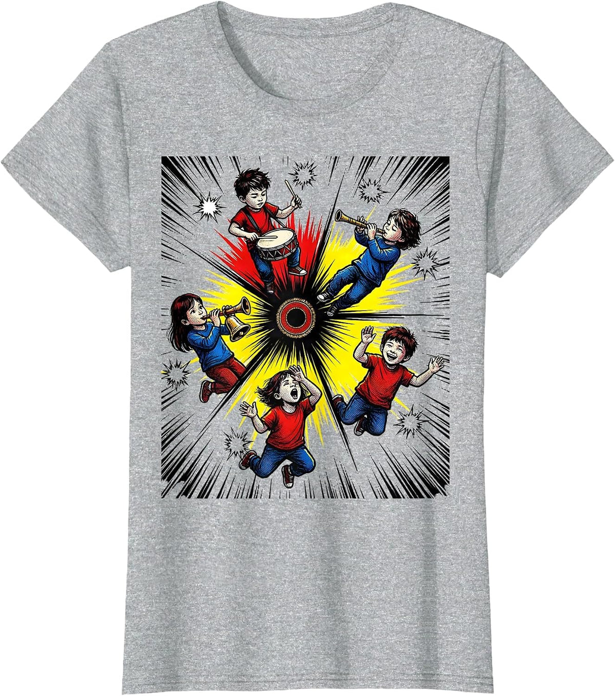 Comic Kids Music Classroom Teacher Back To School T-Shirt - Heather Grey