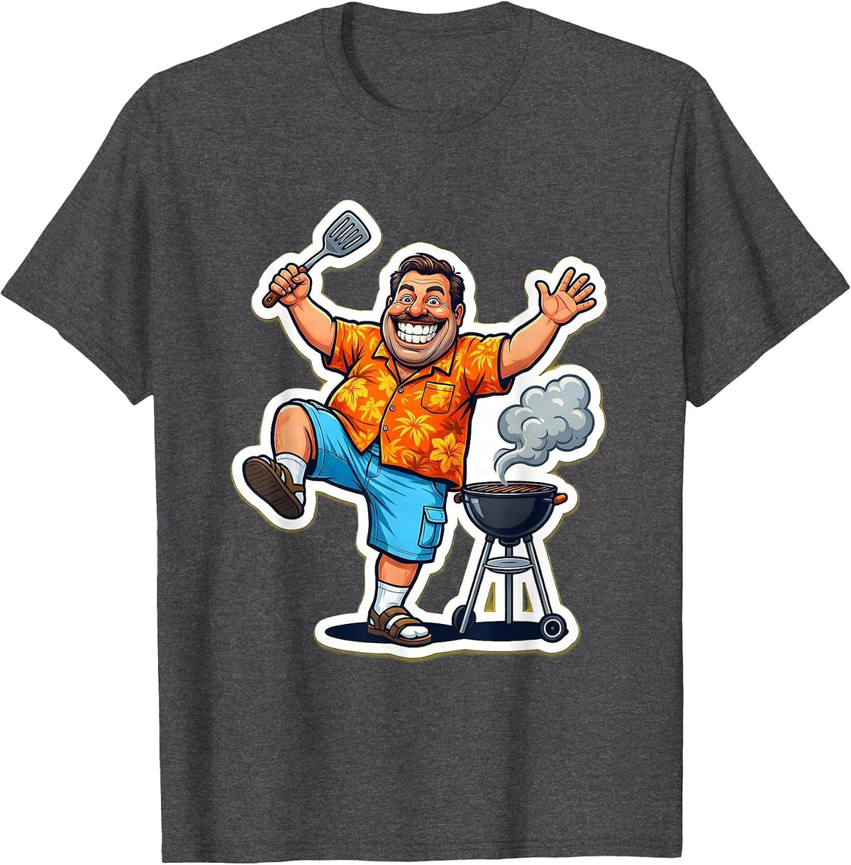 Men's Funny Dad Awkward Backyard BBQ Dance T-Shirt - Dark Heather Grey
