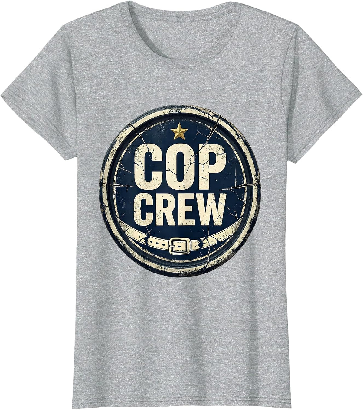 Women's COP CREW Distressed Police Officer Costume Halloween Novelty T-Shirt - Heather Grey