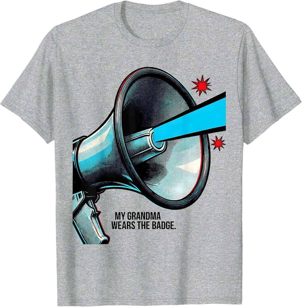 Men's My Grandma Wears The Badge Pop Art Thin Blue Line Police T-Shirt - Heather Grey