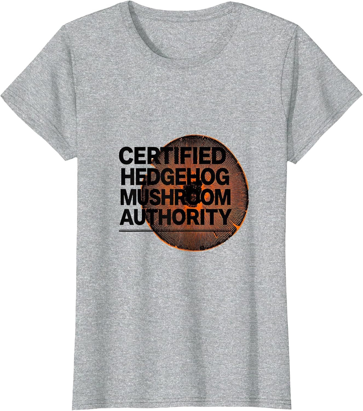 Certified Hedgehog Mushroom Authority Funny Forager Gift T-Shirt - Heather Grey