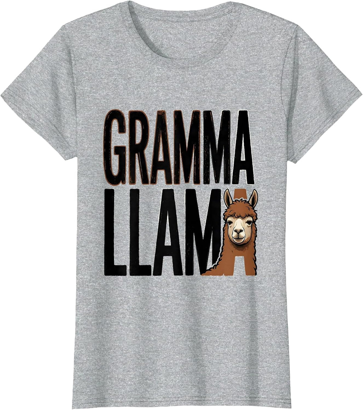 Women's Gramma Llama Funny Llama Alpaca Lover Gift Typography T-Shirt - Heather Grey