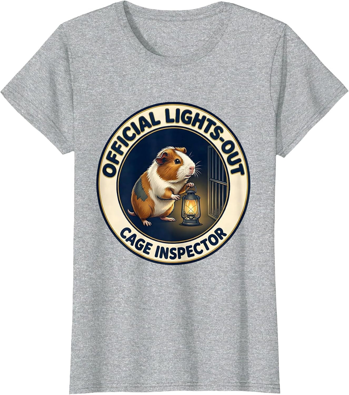 Official Lights-Out Cage Inspector Funny Guinea Pig Owner T-Shirt - Heather Grey