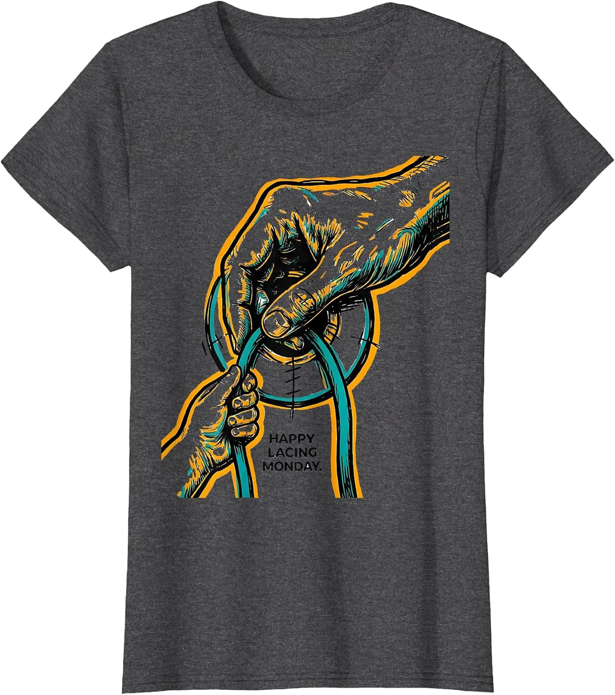 Women's Happy Lacing Monday Occupational Therapy OT Assistant T-Shirt - Dark Heather Grey