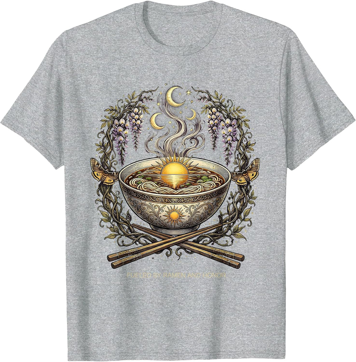 Men's Fueled by Ramen and Honor Japanese Design T-Shirt - Heather Grey