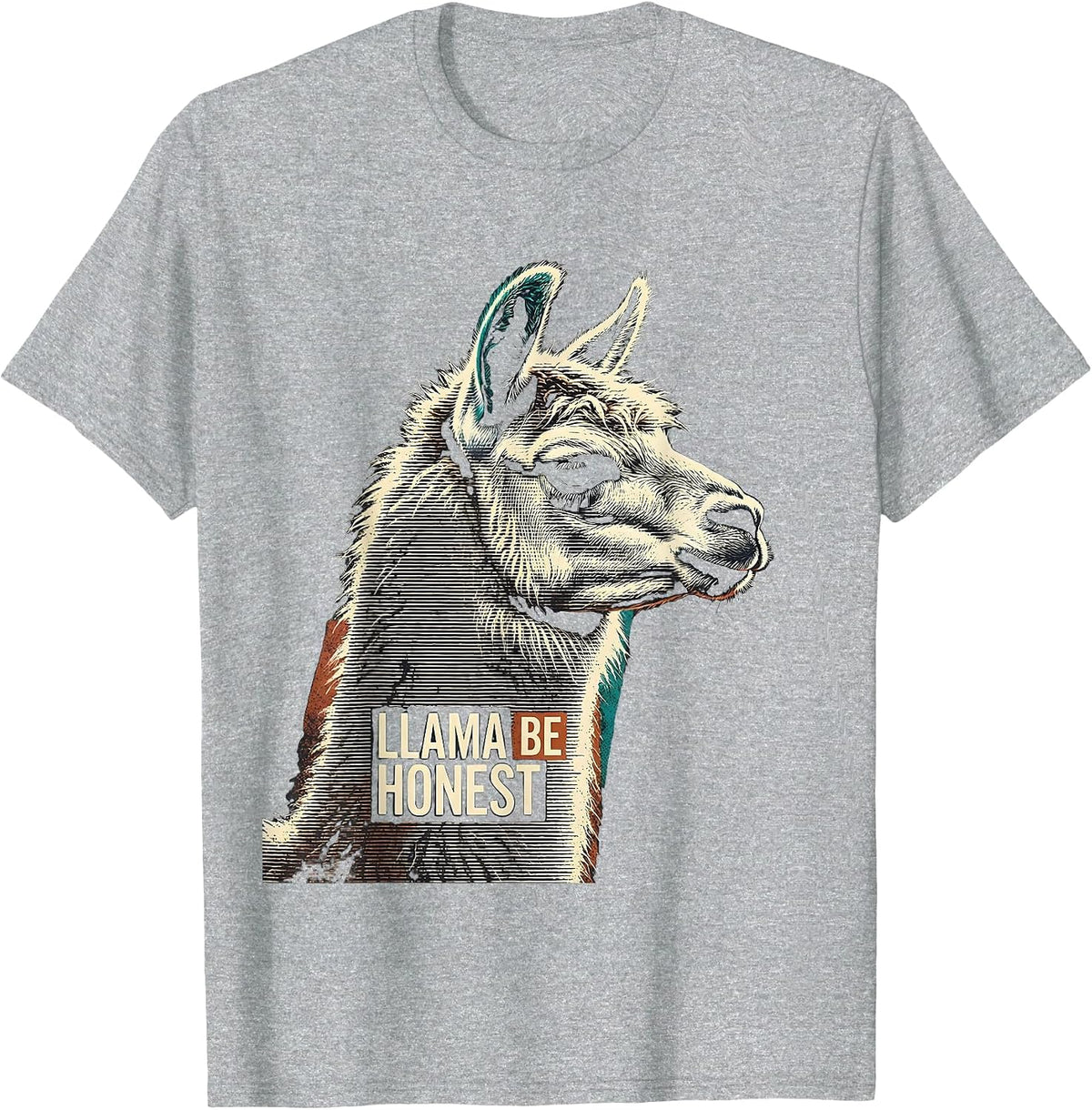 Men's Llama Be Honest Funny Llama Lover Animal Humor T-Shirt - Heather Grey