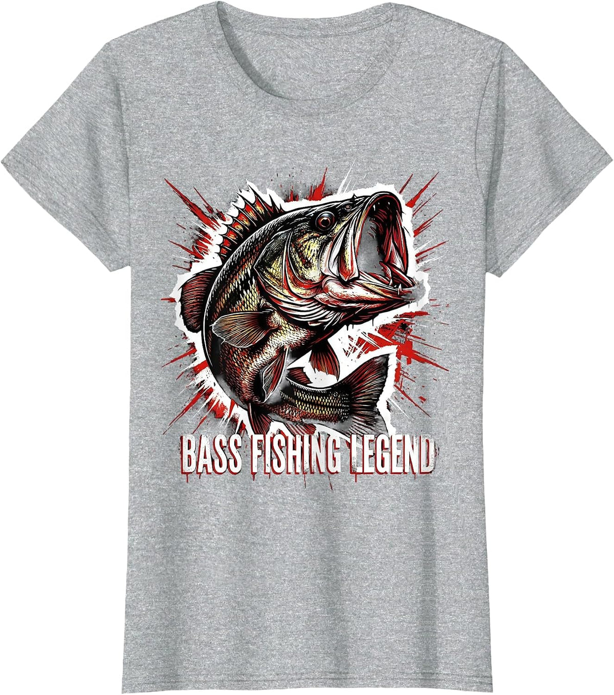 Bass Fishing Legend Mens Angler Design T-Shirt - Heather Grey