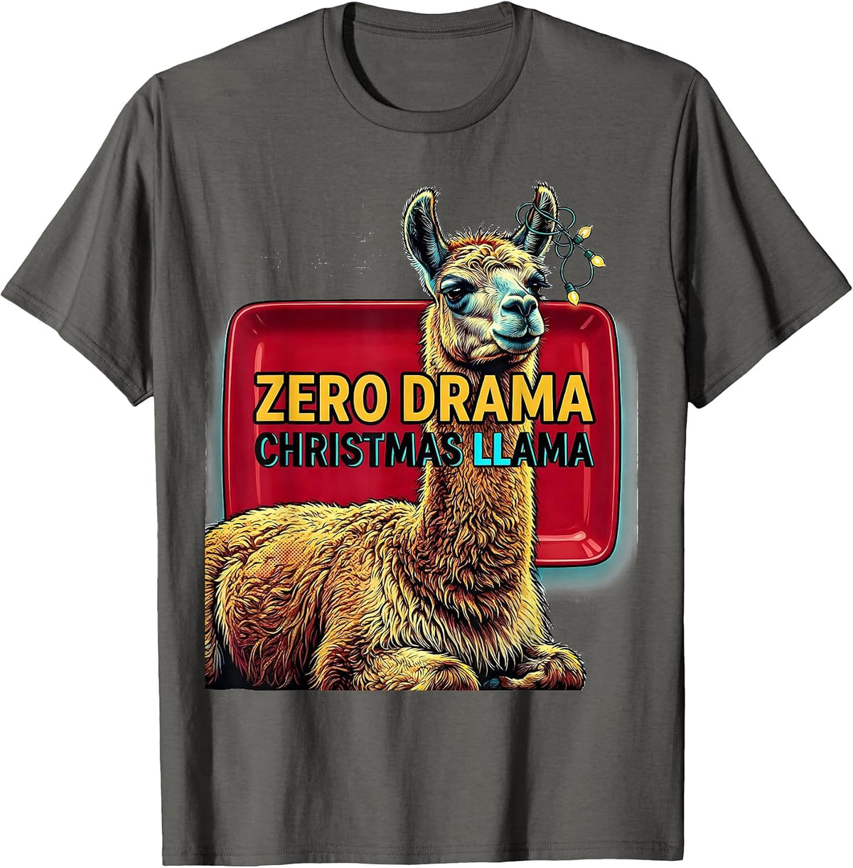Zero Drama Christmas Llama Funny Alpaca Lover Gift T-Shirt - Asphalt Grey