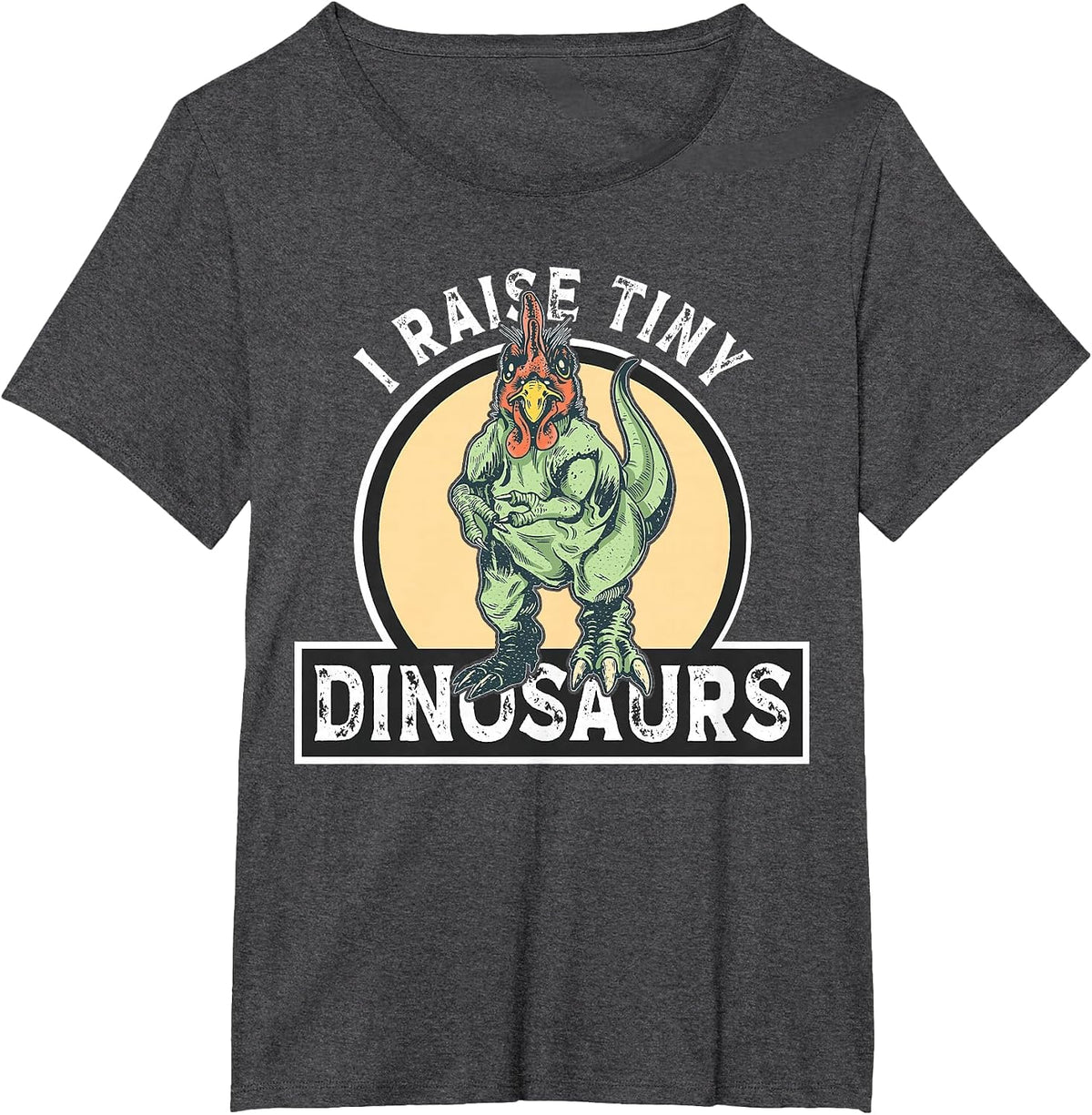 I Raise Tiny Dinosaurs Chicken Silhouette Farmer Pets T-Shirt - Dark Heather Grey