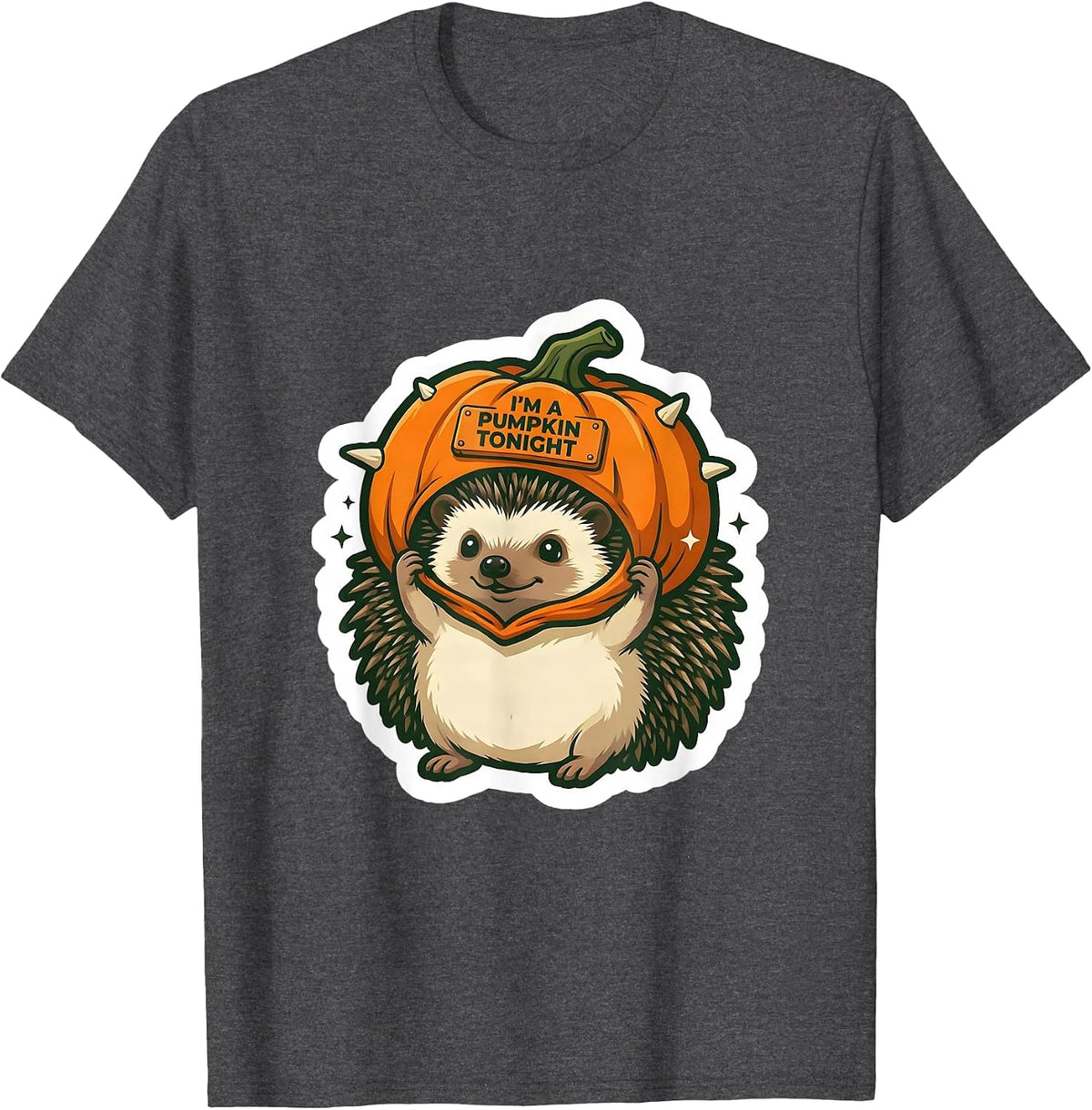 Men's I'm A Pumpkin Tonight Cute Hedgehog Halloween Costume T-Shirt - Dark Heather Grey
