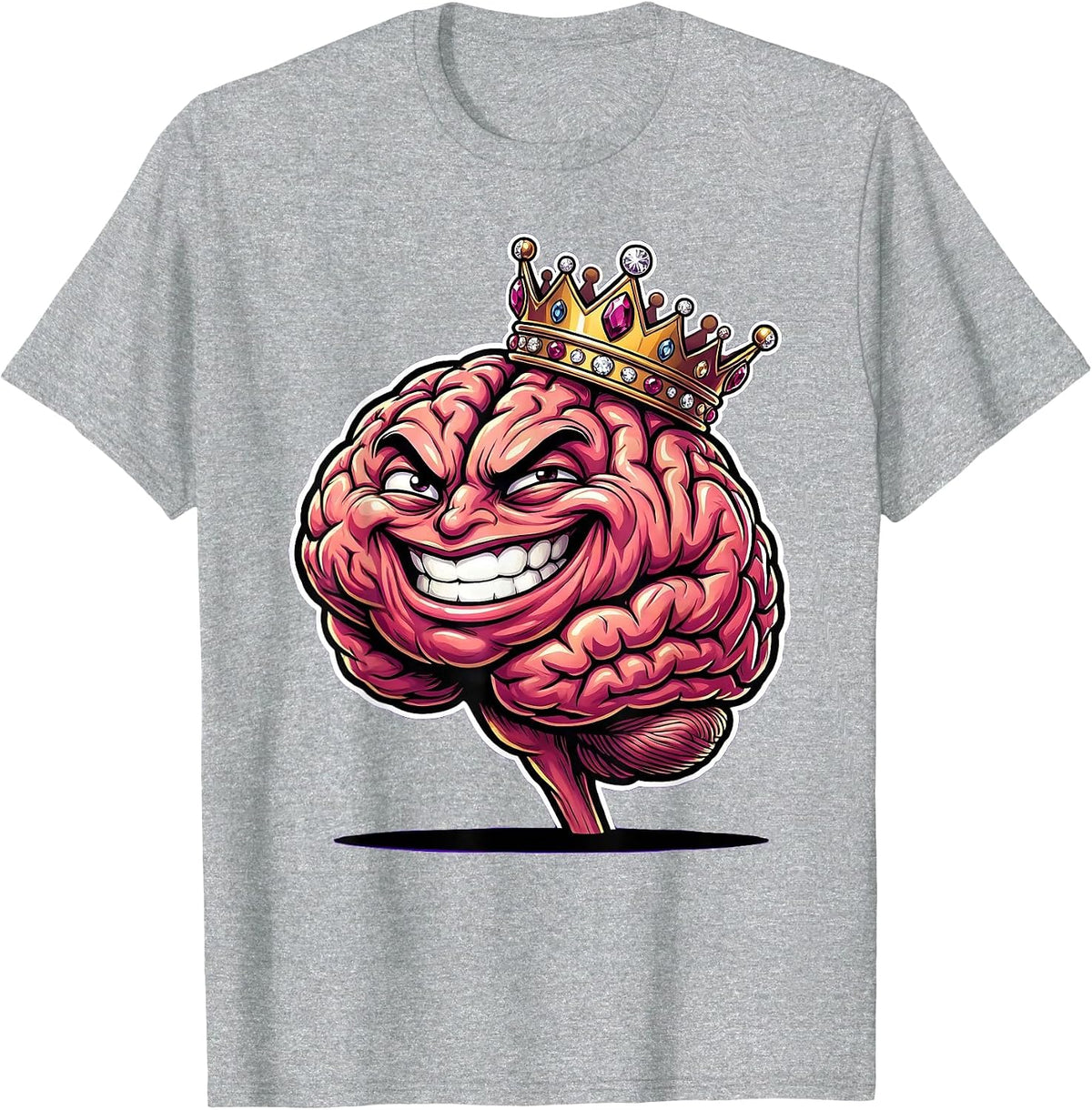 Men's Rizz Em With The Tism Glowing Crown Brain T-Shirt - Heather Grey