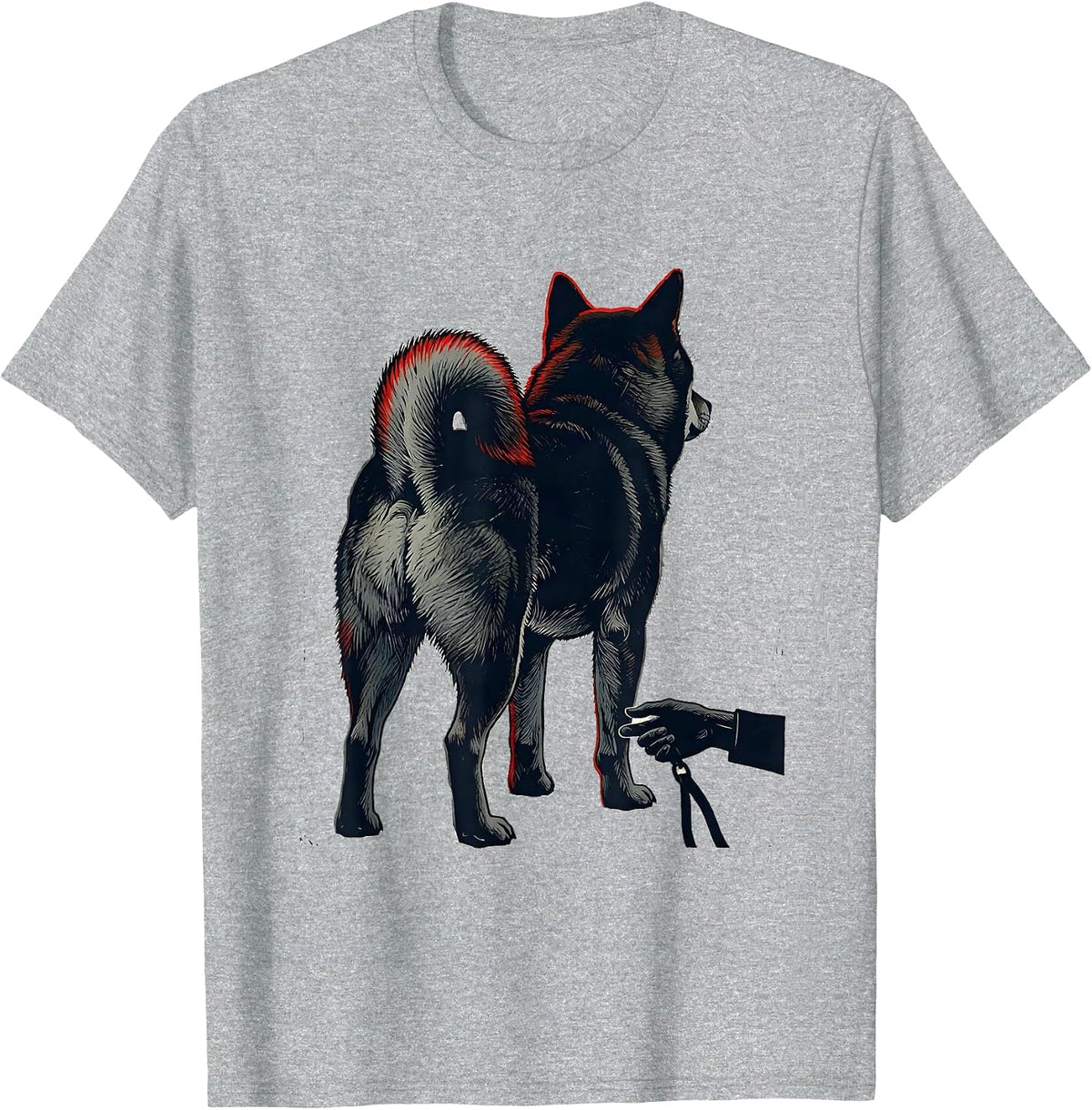 Men's Shiba Inu Linocut Funny Dog Lover Gift T-Shirt - Heather Grey