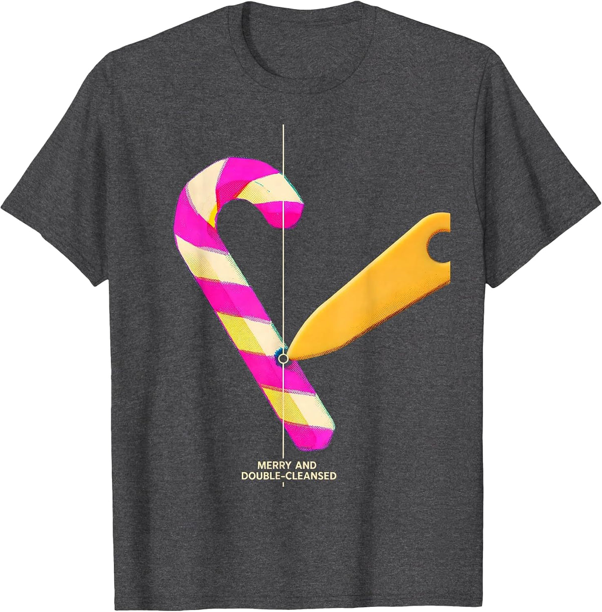 Men's Merry And Double-Cleansed Risograph Esthetician Dermatology T-Shirt - Dark Heather Grey