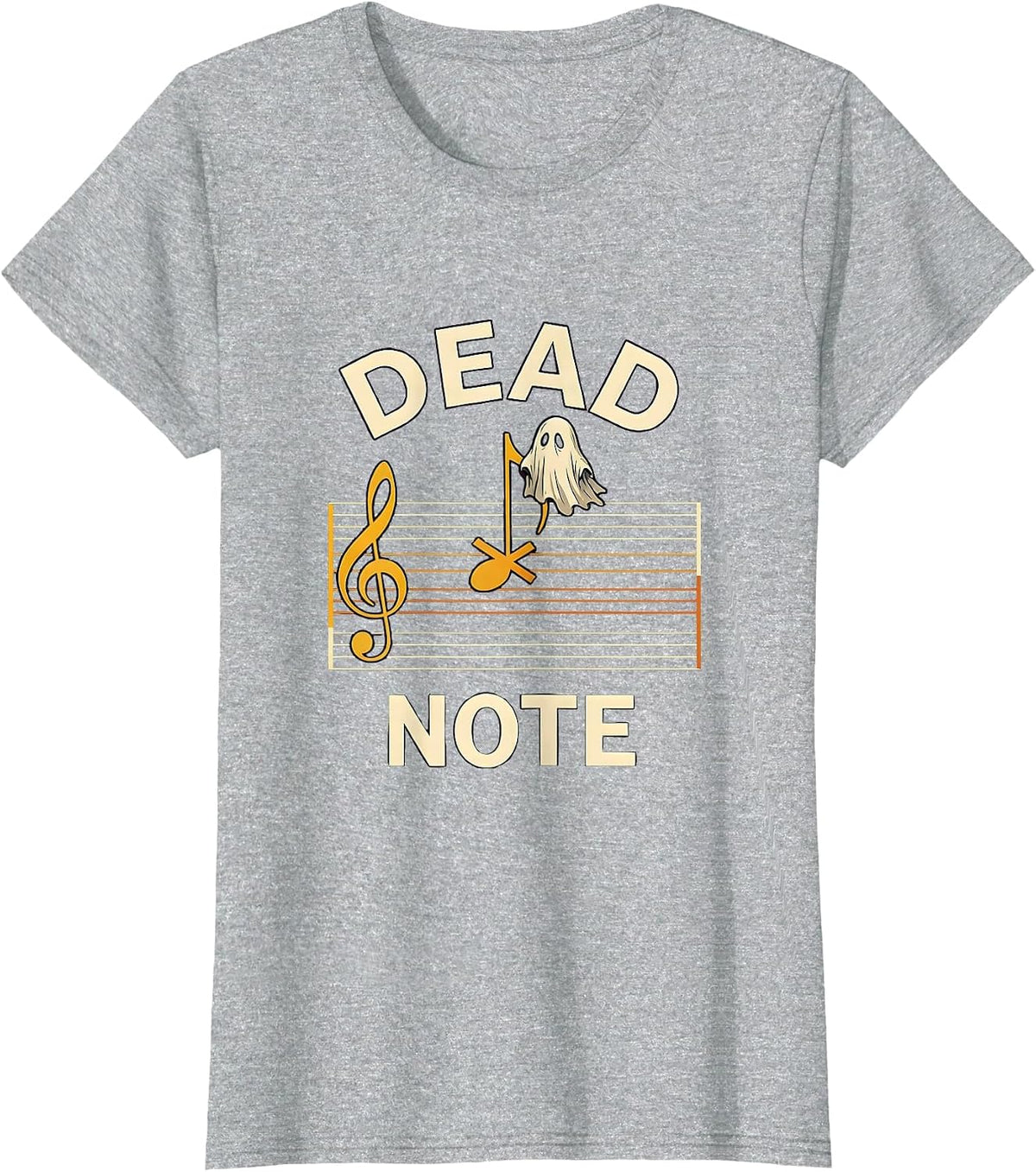 Dead Note Ghost Musician Music Teacher Halloween Humor T-Shirt - Heather Grey