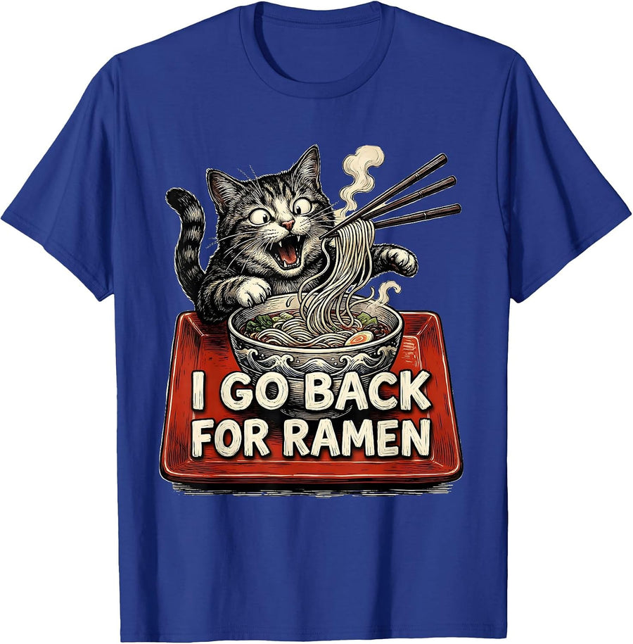 I Go Back For Ramen Funny Kawaii Cat Anime Gift T-Shirt - Royal Blue