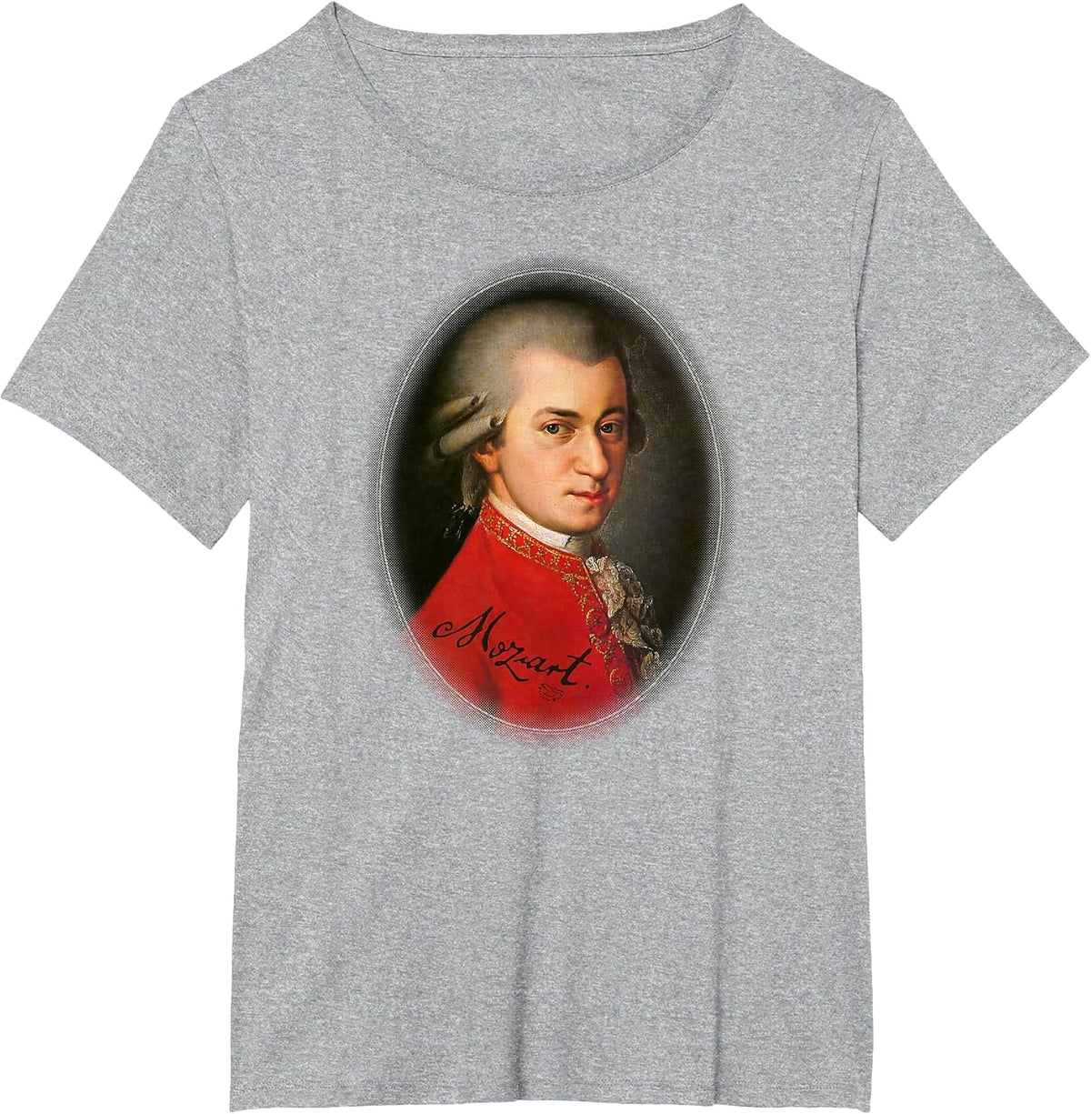 Mozart Portrait Classical Music Lover Vintage Art T-Shirt - Heather Grey