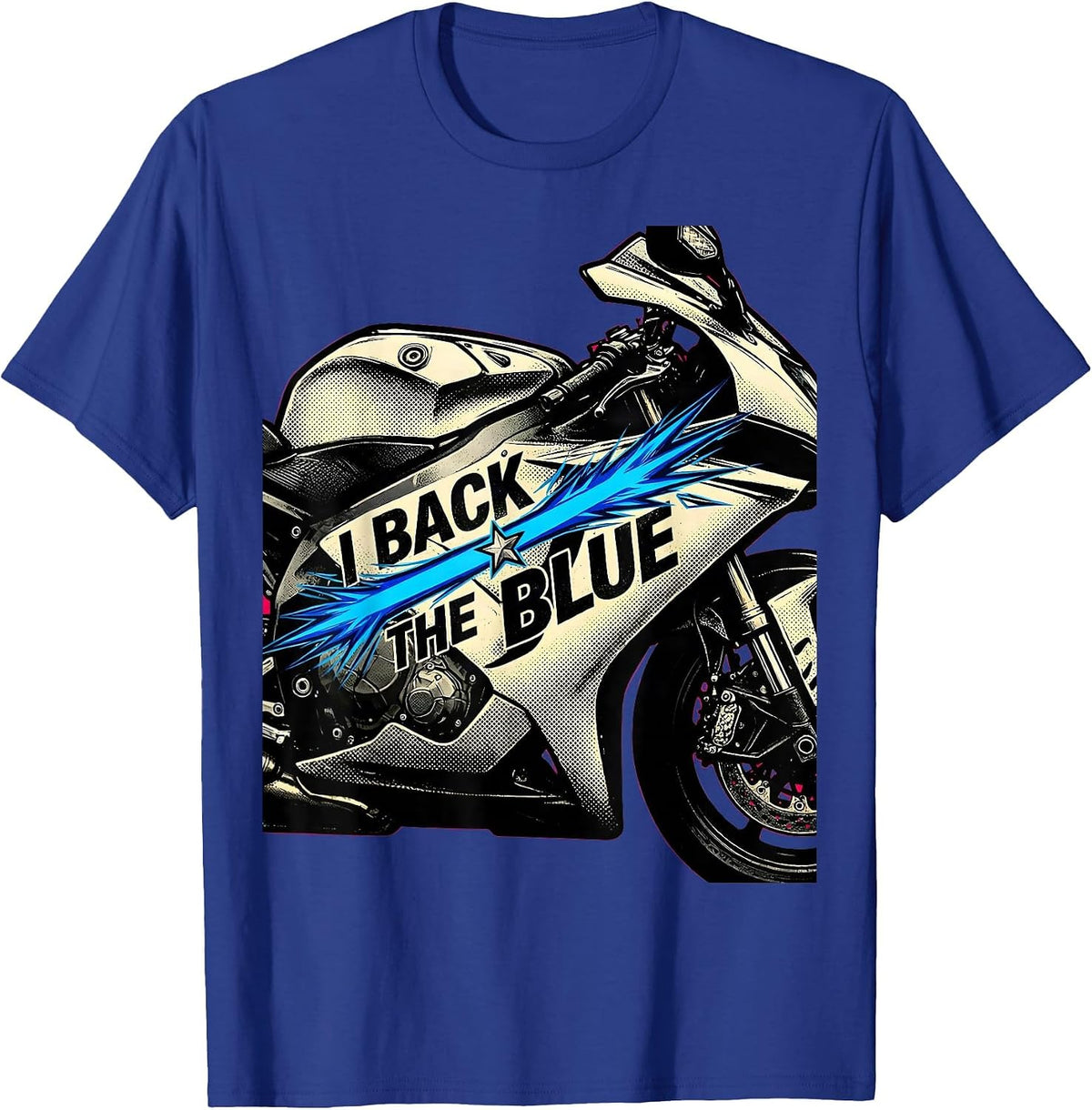 Men's I Back The Blue Comic Book Thin Blue Line Police Support T-Shirt - Royal Blue