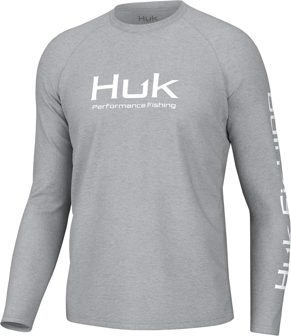 HUK Men's Pursuit Heather Long Sleeve Shirt, Fishing Shirt for Men - Harbor Mist Heather