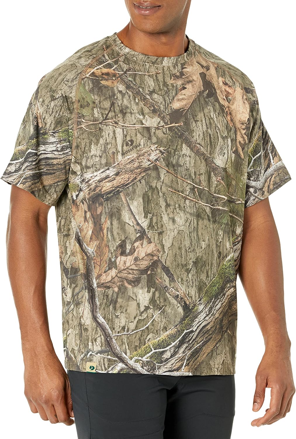 Mossy Oak Camo Hunting Short Sleeve Shirt for Men - Lightweight Performance Stretchable Tee with 4-Way Stretch & Cooling