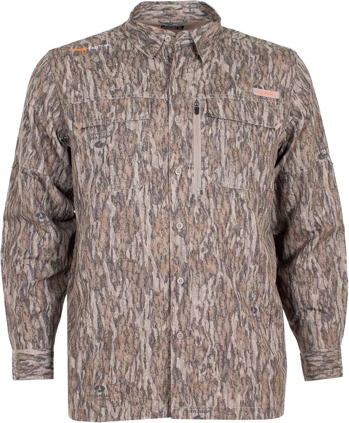 HABIT Men's Hatcher Pass Long Sleeve Camo Guide Shirt - Mossy Oak New Bottomland