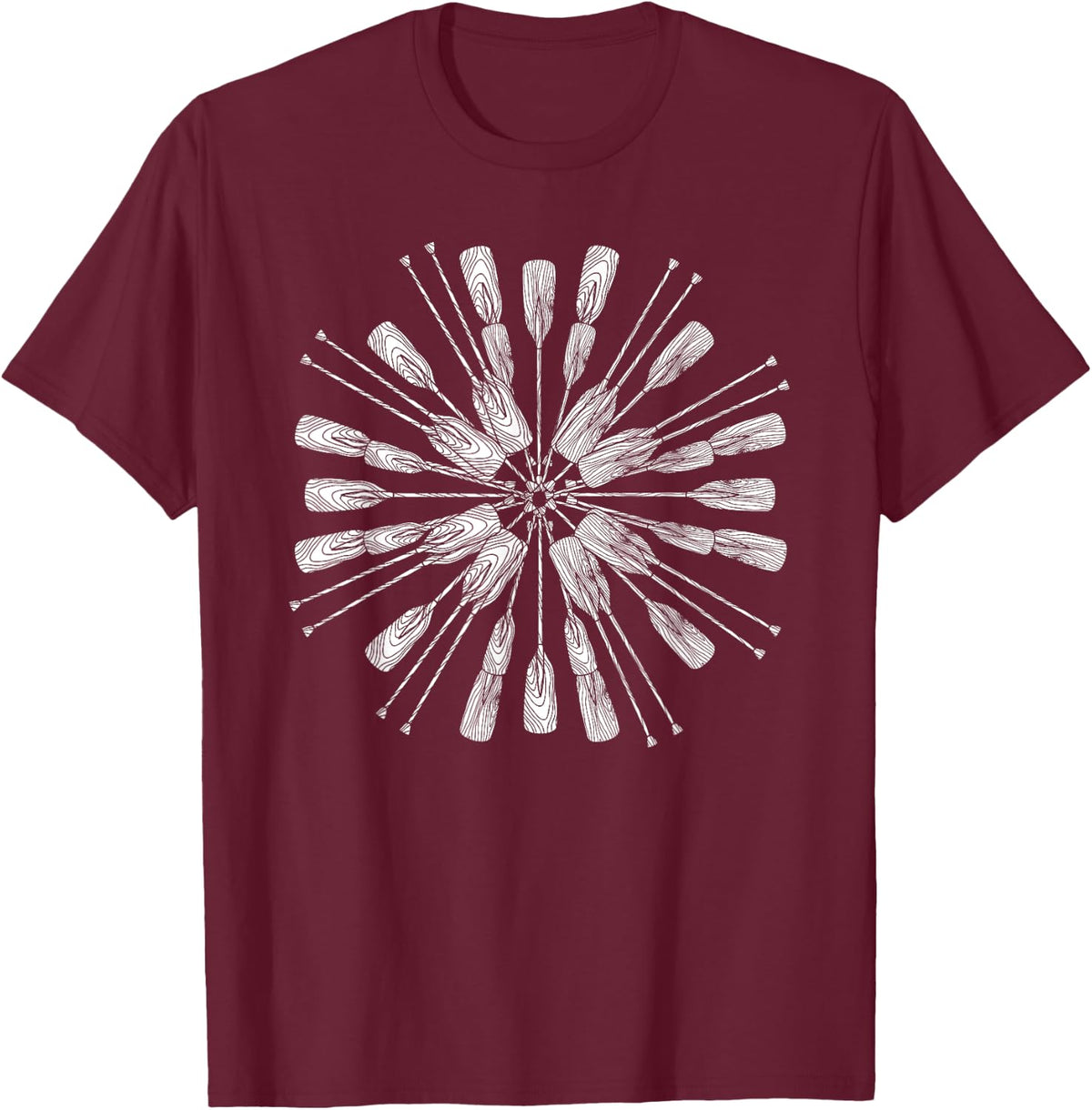 Oar Mandala - Kayak Canoe & Boating Art Design T-Shirt - Burgundy