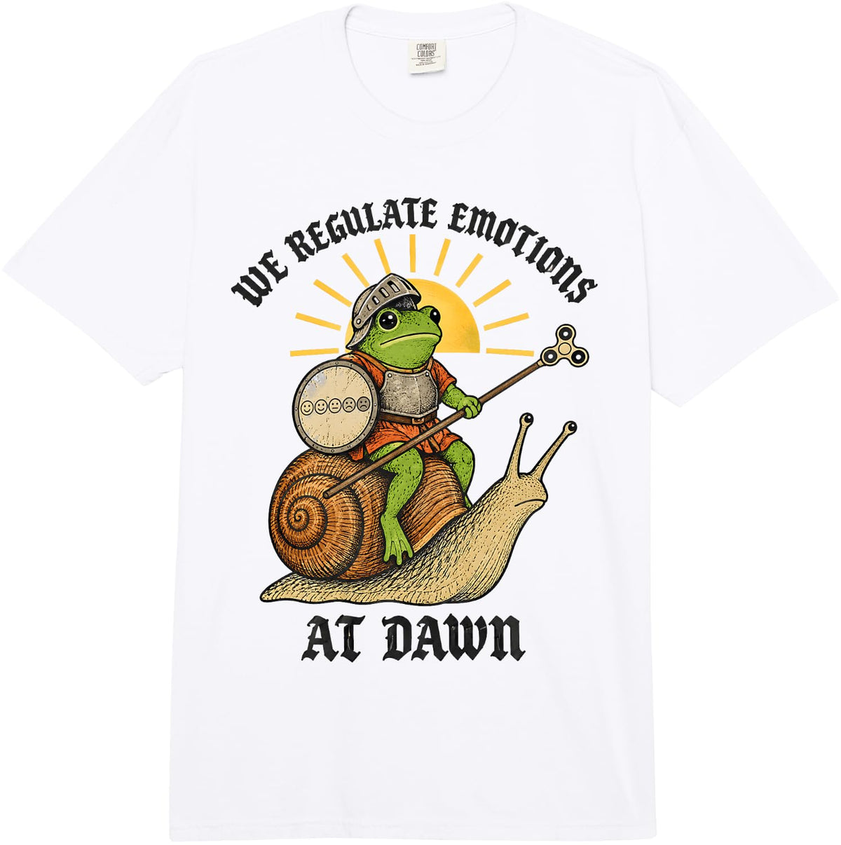 We Regulate Emotions at Dawn Frog Social Worker Comfort Colors Adult Heavyweight T-Shirt - Adult Unisex White