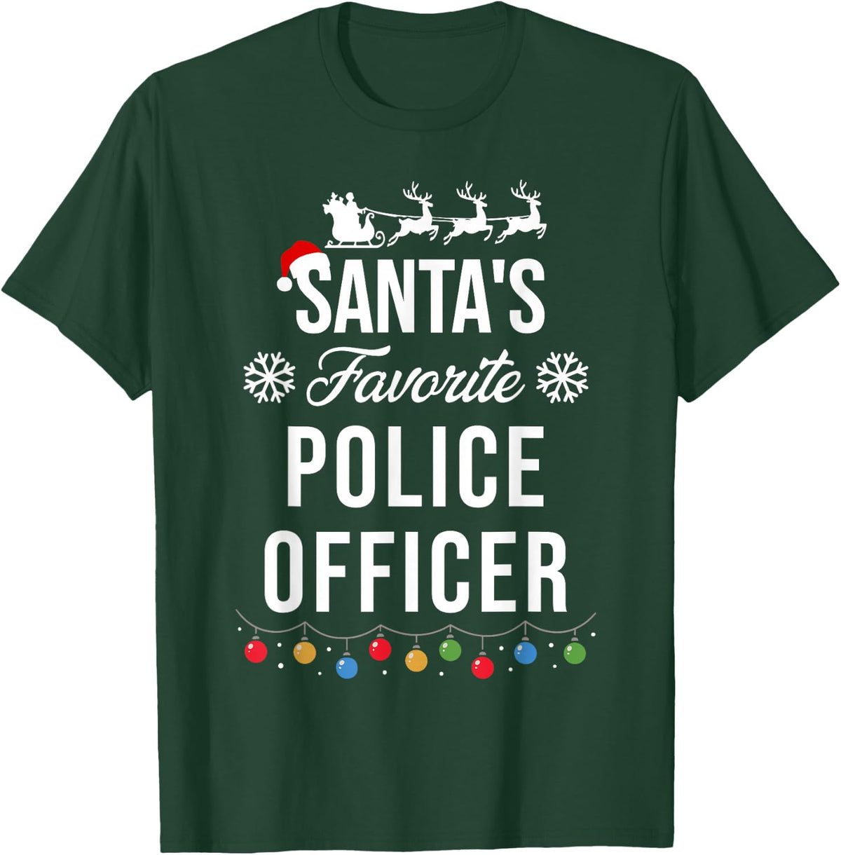 Santa's Favorite Police Officer Funny Christmas Xmas T-Shirt - Dark Green