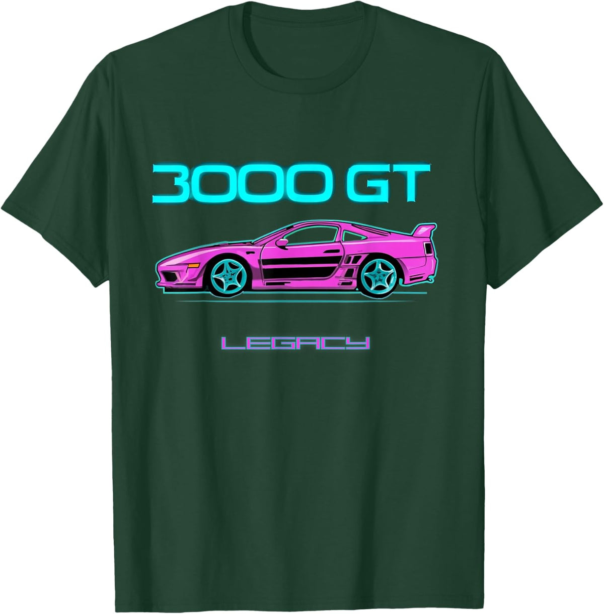 Legacy: Synthwave Style 3000 GT T-Shirt - Dark Green