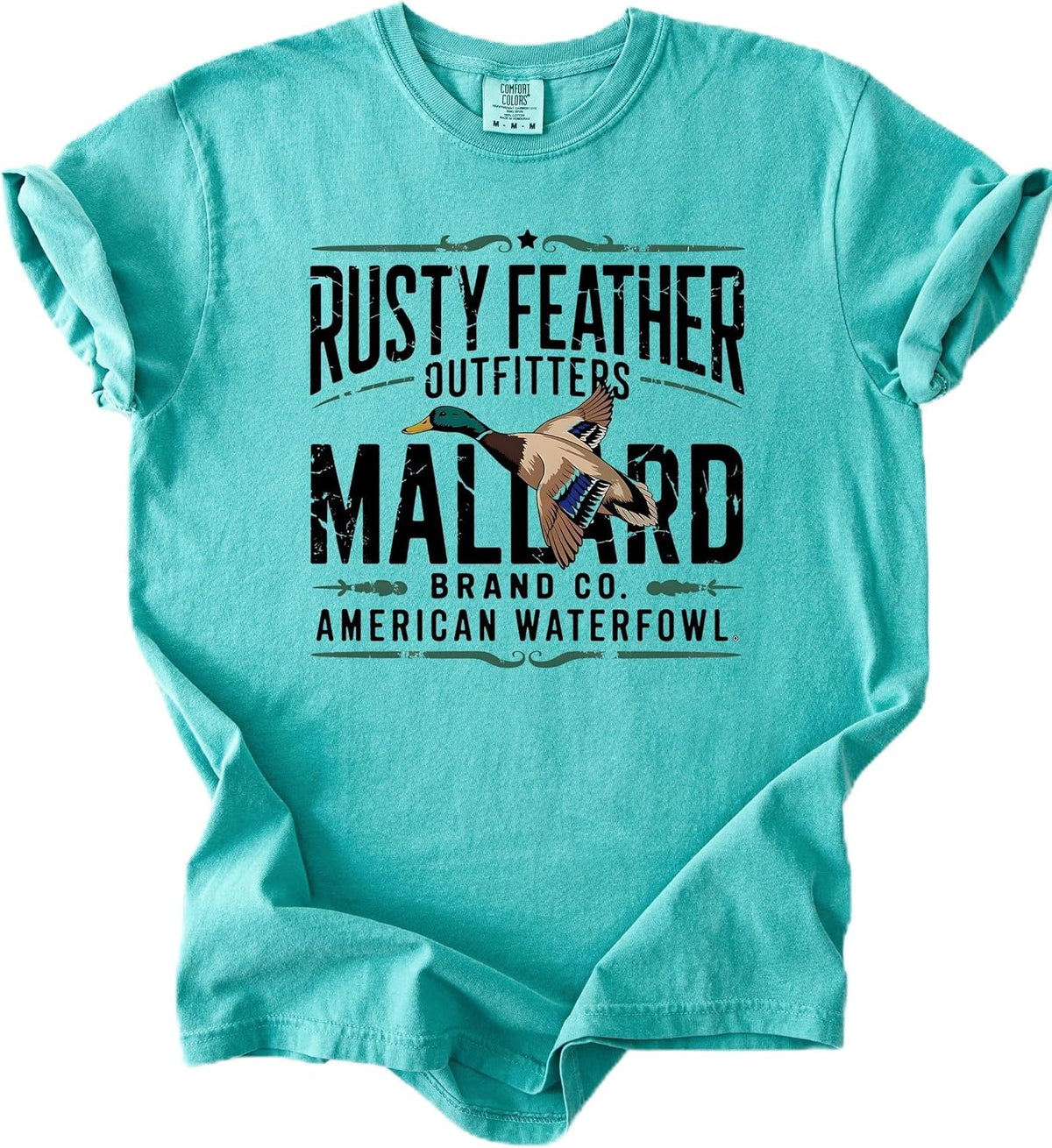 Rusty Feather Outfitters Unisex Mallard Hunting Shirt American Waterfowl Hunter Tee - Adult Seafoam Shirt