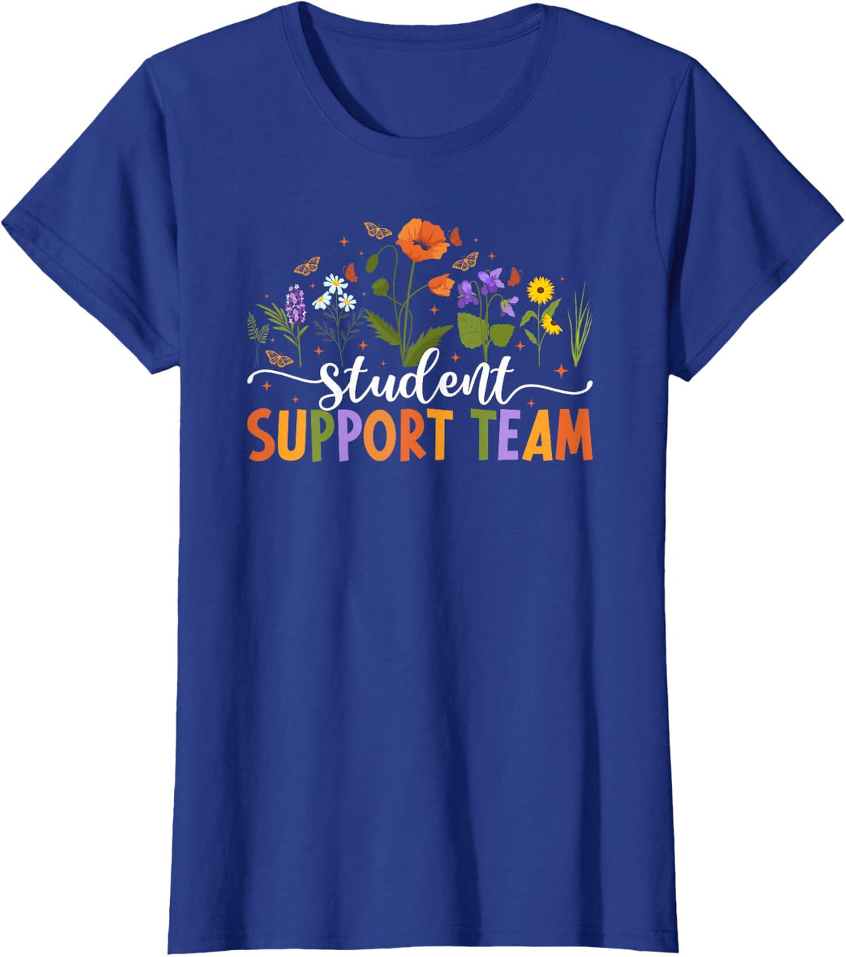 Student Support Team Flowers Student Support Specialist T-Shirt - Royal Blue