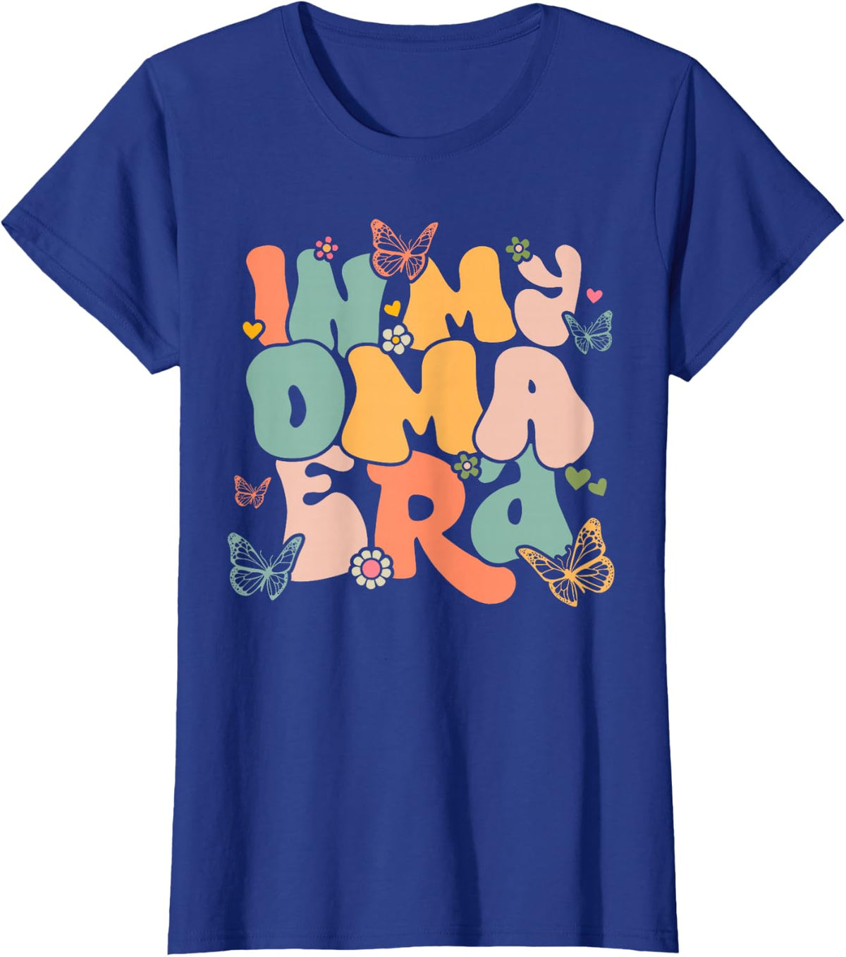 Retro Groovy In My Oma Era Mother's Day T-Shirt - Royal Blue