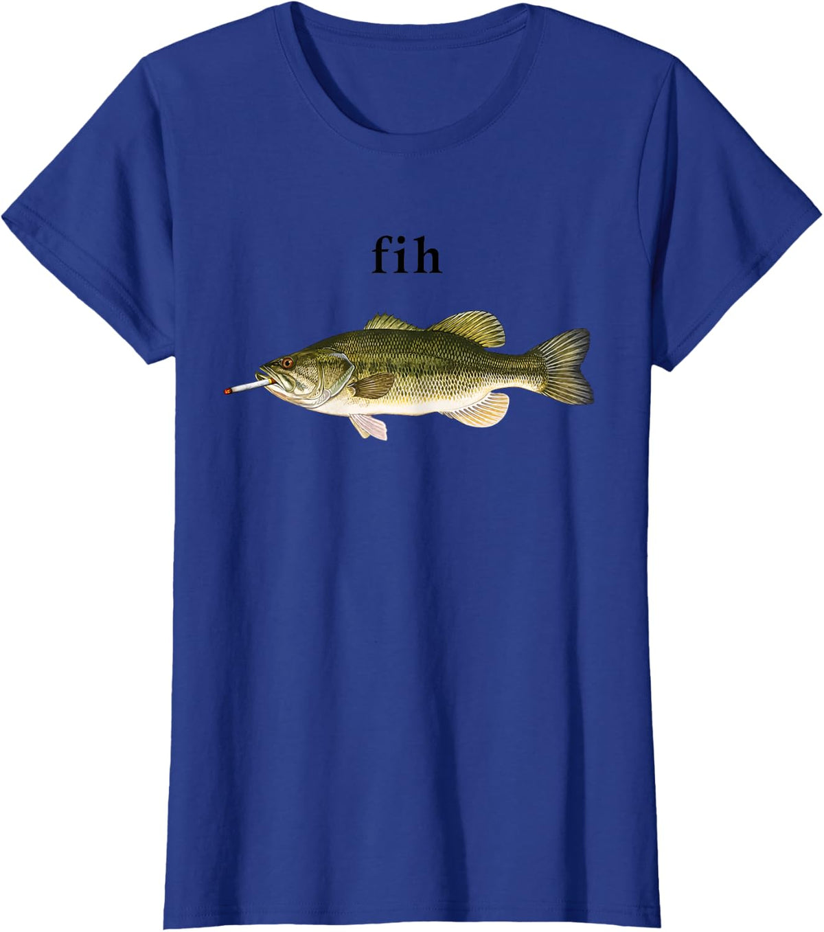 Funny Fish Smoking Cigarette Bass Fishing Humor Design T-Shirt - Royal Blue