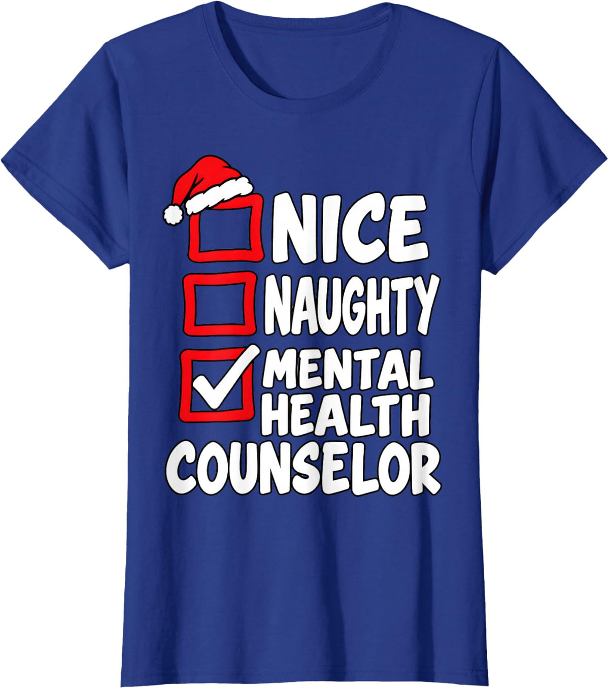 Xmas Mental Health Counselor Santa Hat Christmas T-Shirt - Royal Blue